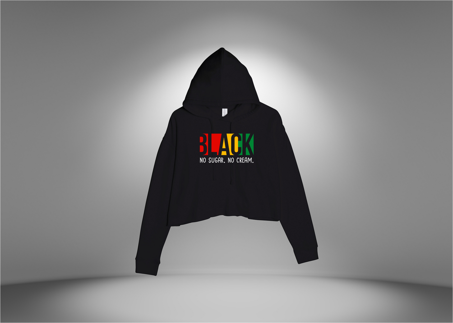 Black No Sugar. No Cream. Women's Crop Hoodie