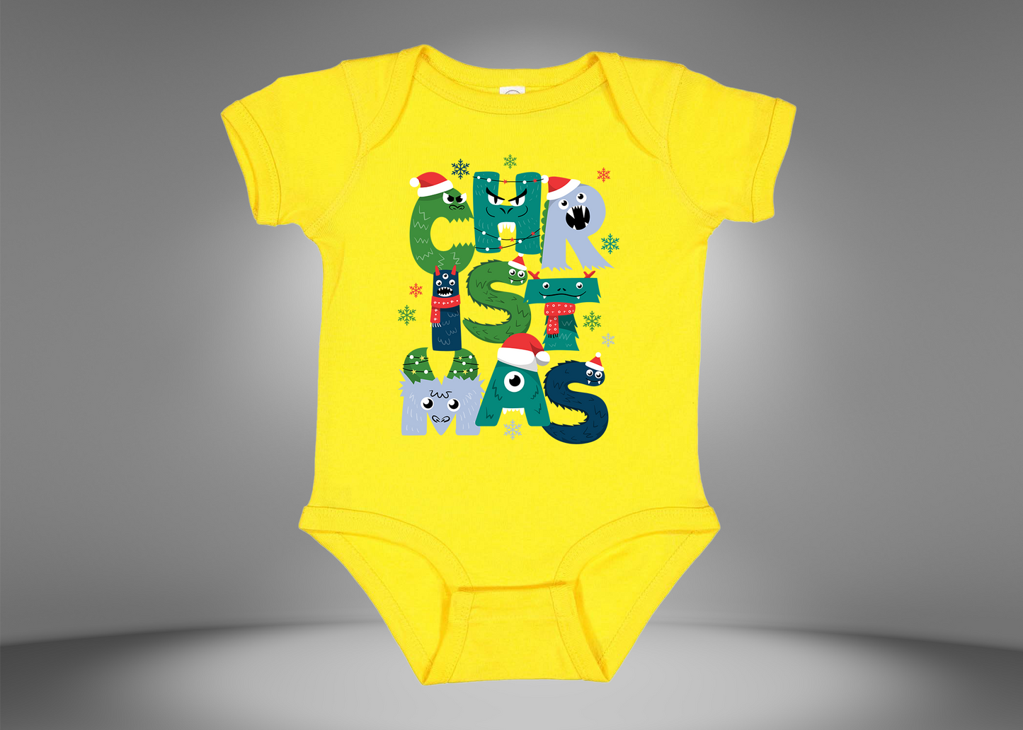 Christmas Monster Baby Rib Bodysuit Onesies