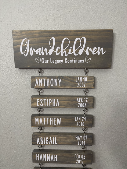 Grandchildren - Our Legacy Continues Wood Sign