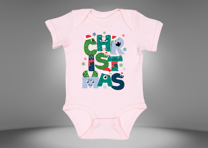 Christmas Monster Baby Rib Bodysuit Onesies