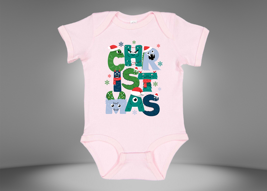 Christmas Monster Baby Rib Bodysuit Onesies