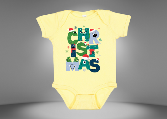 Christmas Monster Baby Rib Bodysuit Onesies
