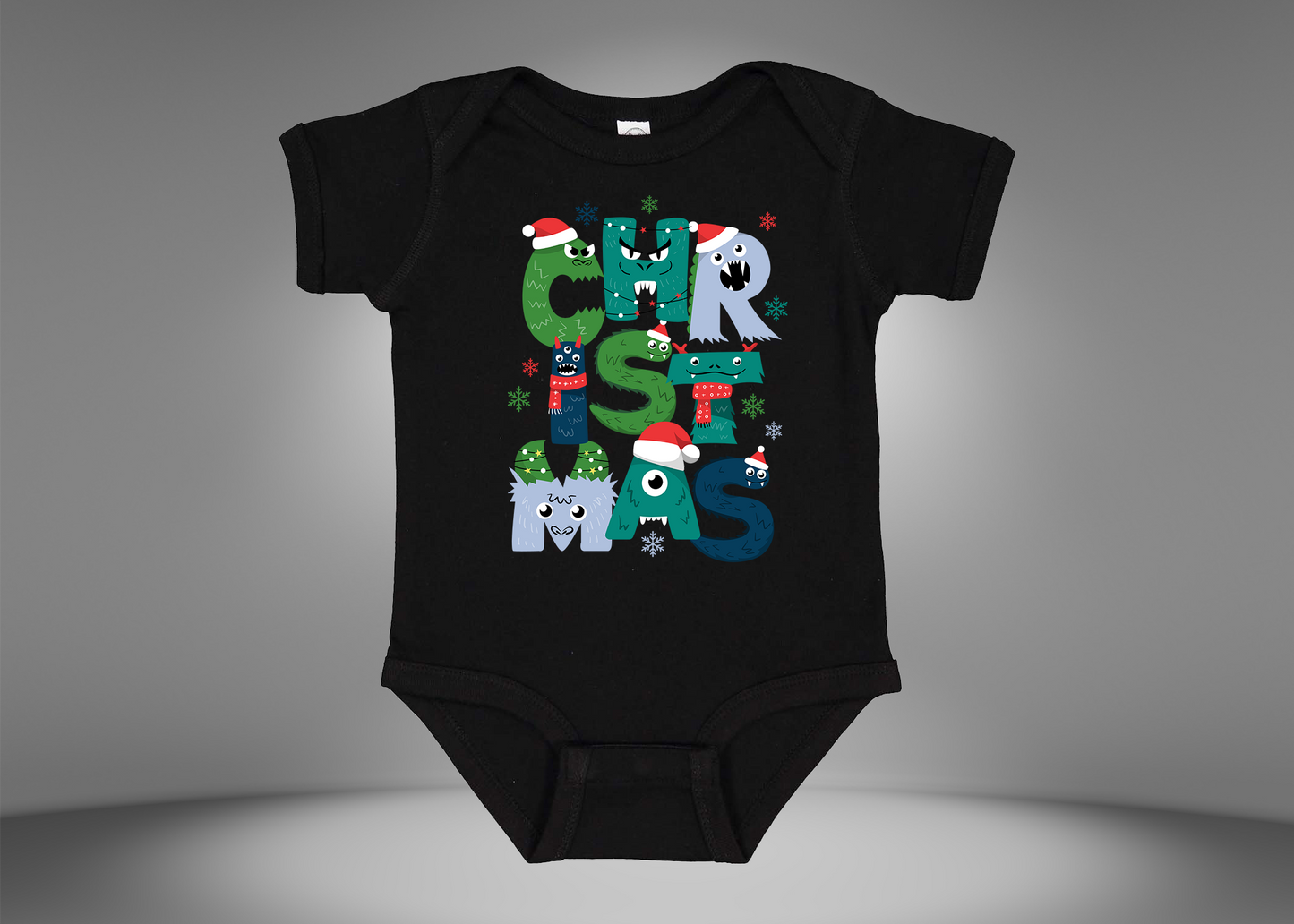Christmas Monster Baby Rib Bodysuit Onesies