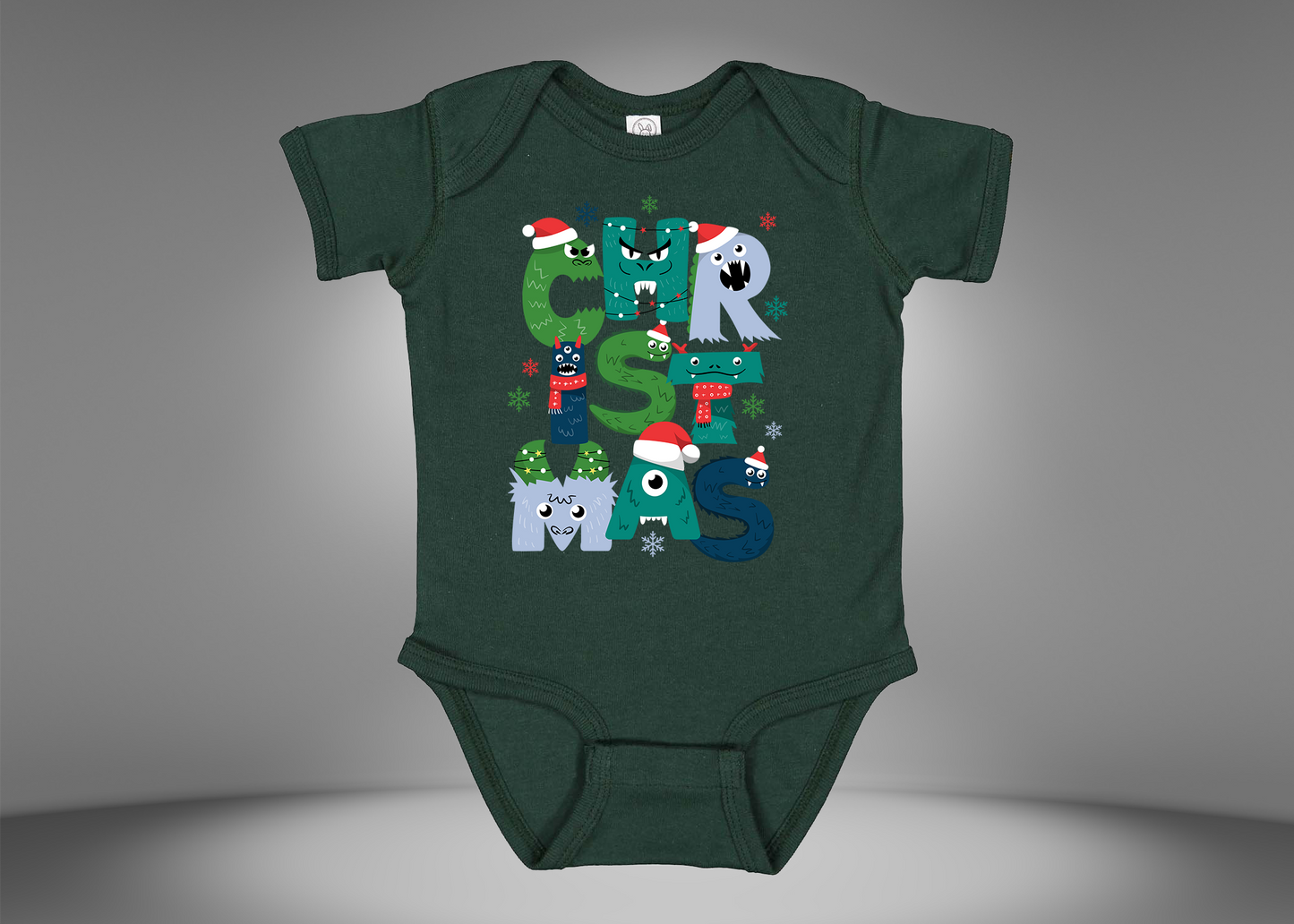 Christmas Monster Baby Rib Bodysuit Onesies