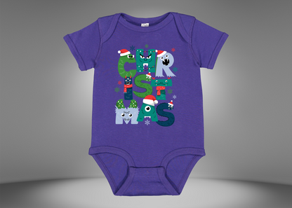 Christmas Monster Baby Rib Bodysuit Onesies