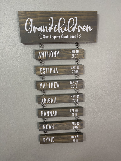 Grandchildren - Our Legacy Continues Wood Sign