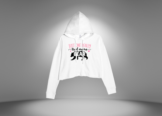 Just One Really Tired Mama Bear Crop Hoodie