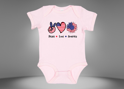 Peace Love America Rib Bodysuit Onesies