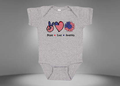 Peace Love America Rib Bodysuit Onesies